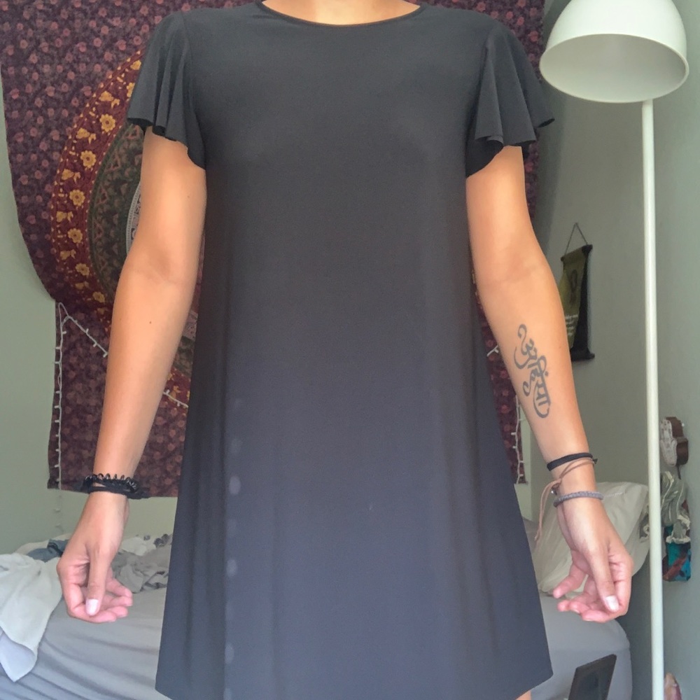 Black Mini Dress with flowy cap sleeves